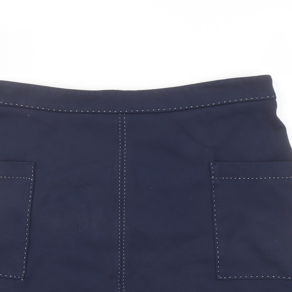 NEXT Womens Blue Viscose A-Line Skirt Size 16 Zip
