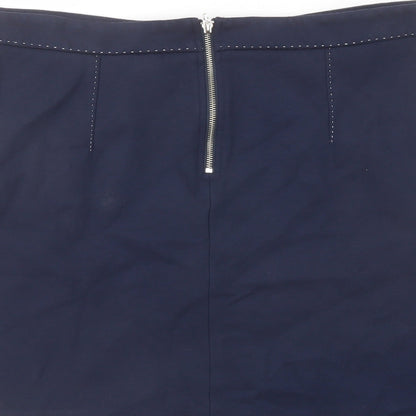 NEXT Womens Blue Viscose A-Line Skirt Size 16 Zip