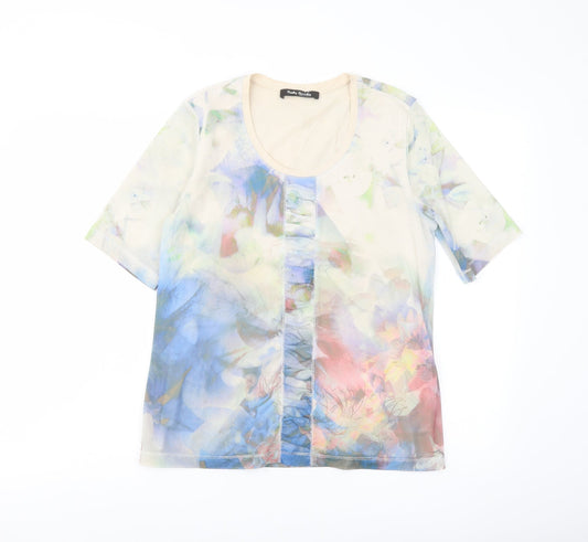 Betty Barclay Womens Multicoloured Floral Polyester Basic T-Shirt Size 14 Round Neck