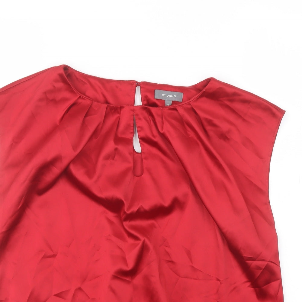 Womens UK Size 12 Et Vous Red Basic Blouse
