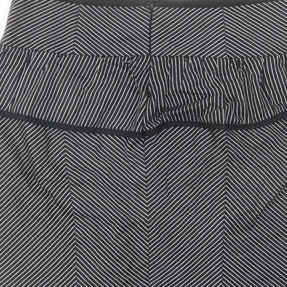 New Look Womens Black Striped Cotton A-Line Skirt Size 10 Zip