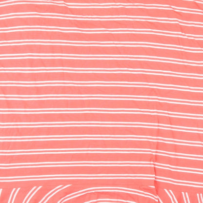 Lands' End Womens Orange Striped Cotton Basic T-Shirt Size XL Round Neck