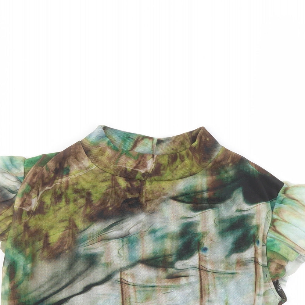 Womens UK Size 6 PRETTYLITTLETHING Multicoloured Cropped T-Shirt