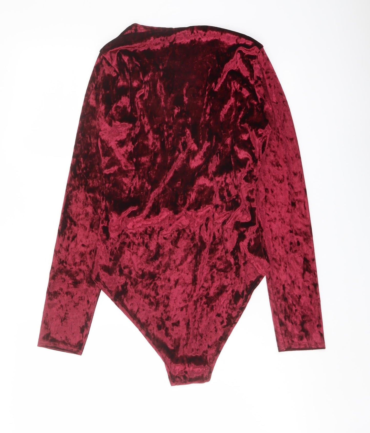 Boohoo Womens Red Polyester Bodysuit One-Piece Size 10 Snap