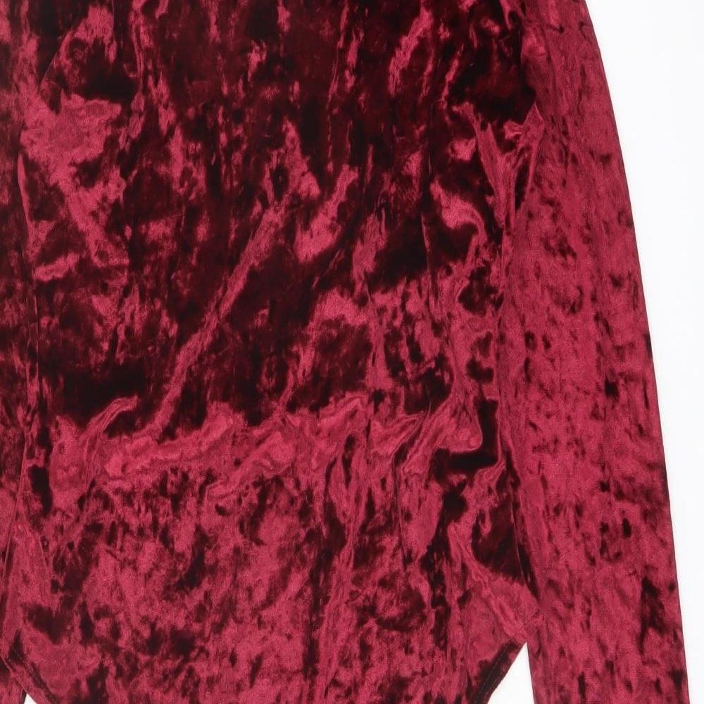 Boohoo Womens Red Polyester Bodysuit One-Piece Size 10 Snap