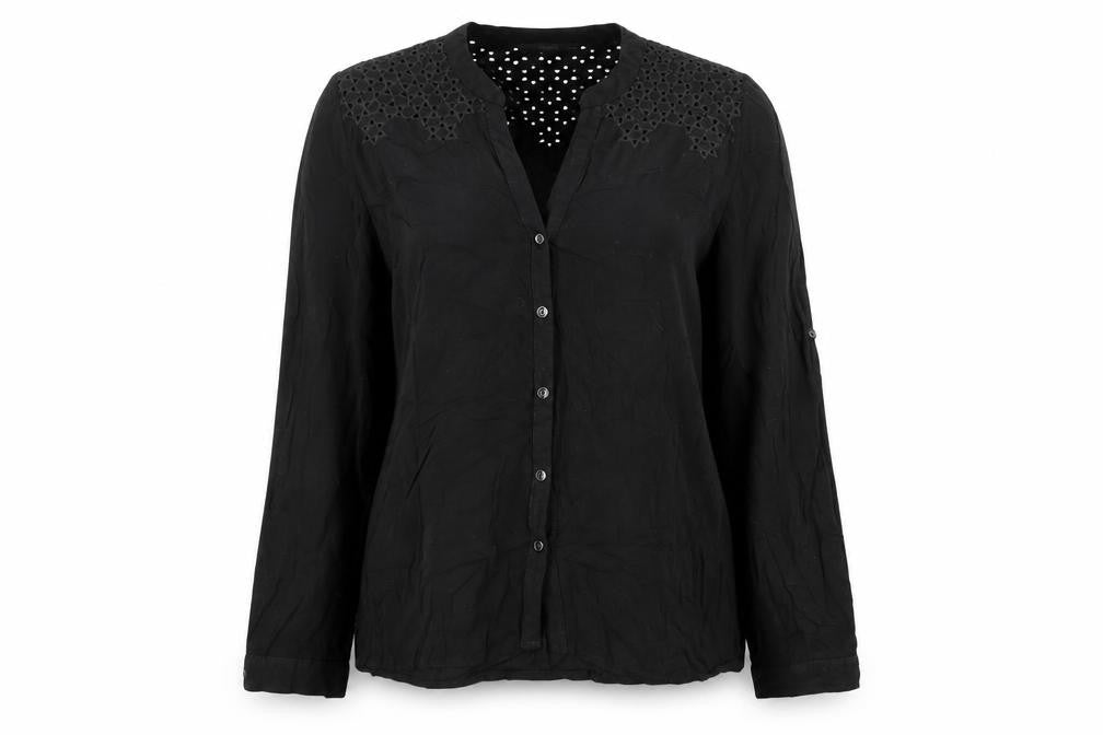 Womens UK Size 12 Oasis Black Basic Button-Up