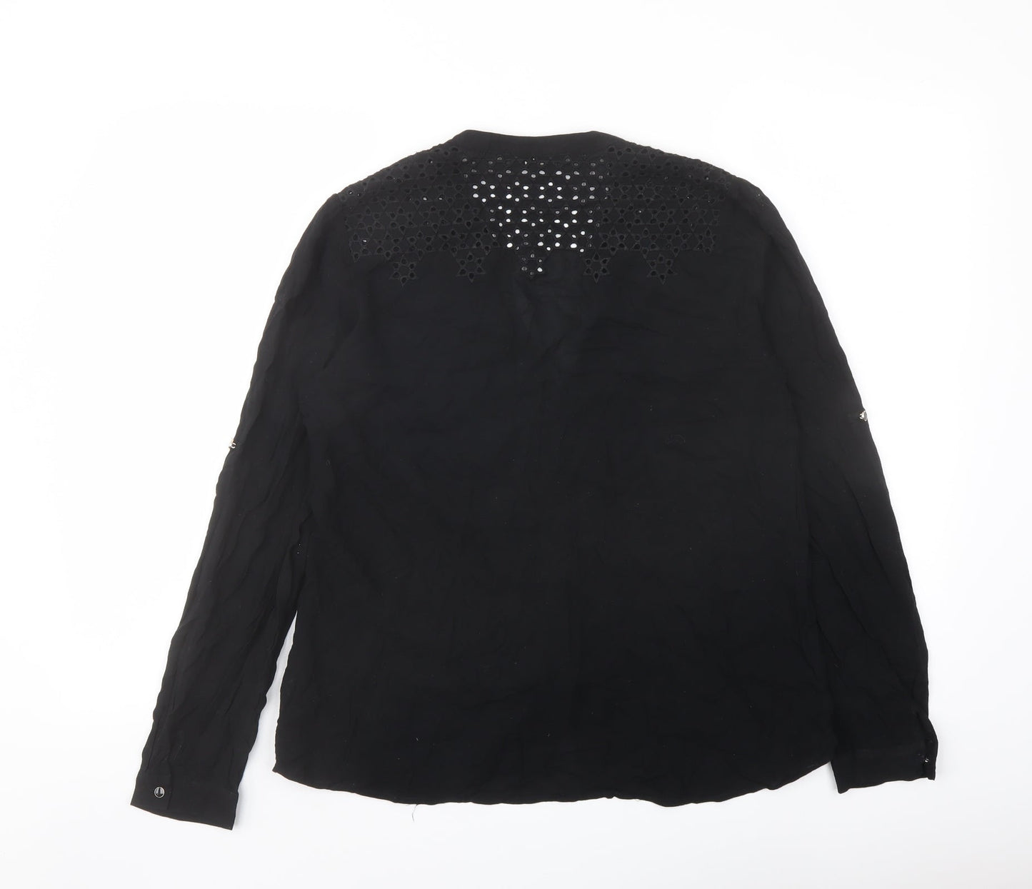 Womens UK Size 12 Oasis Black Basic Button-Up