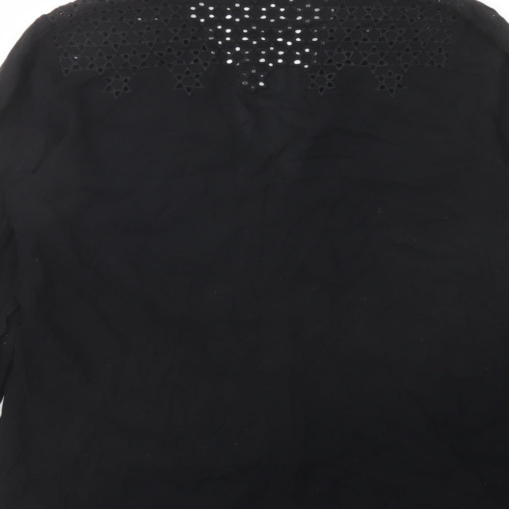 Womens UK Size 12 Oasis Black Basic Button-Up