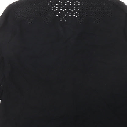 Womens UK Size 12 Oasis Black Basic Button-Up