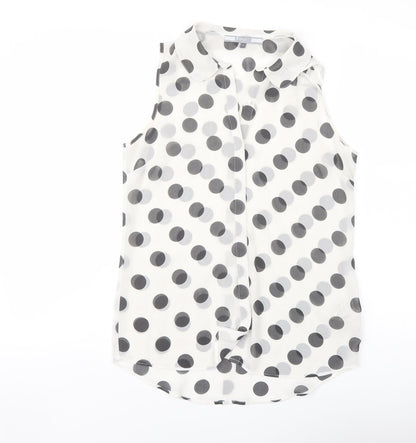Womens UK Size 8 NEXT White Basic Button-Up