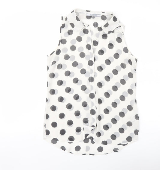 Womens UK Size 8 NEXT White Basic Button-Up