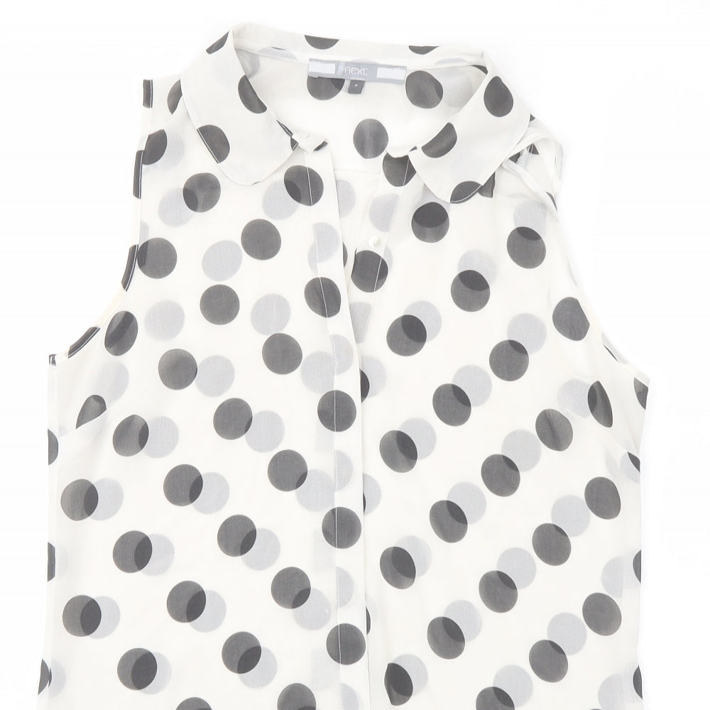 Womens UK Size 8 NEXT White Basic Button-Up