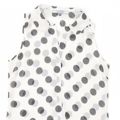 Womens UK Size 8 NEXT White Basic Button-Up