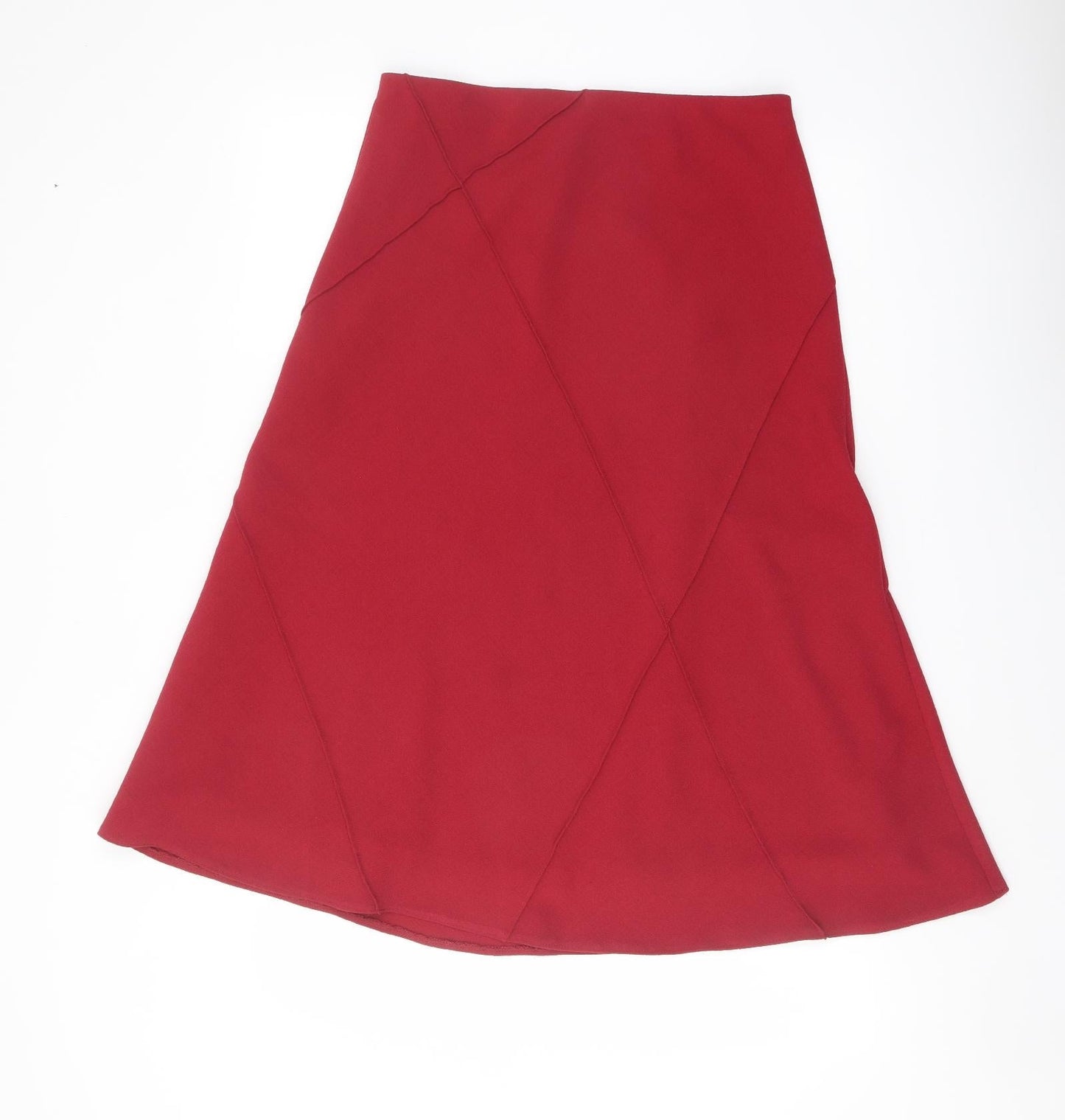 Marks and Spencer Womens Red Polyester Flare Skirt Size 10