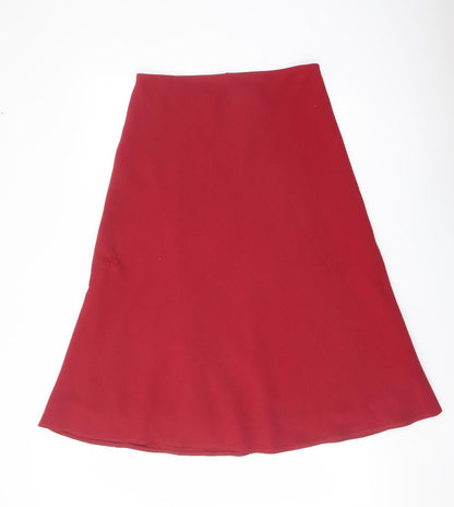 Marks and Spencer Womens Red Polyester Flare Skirt Size 10