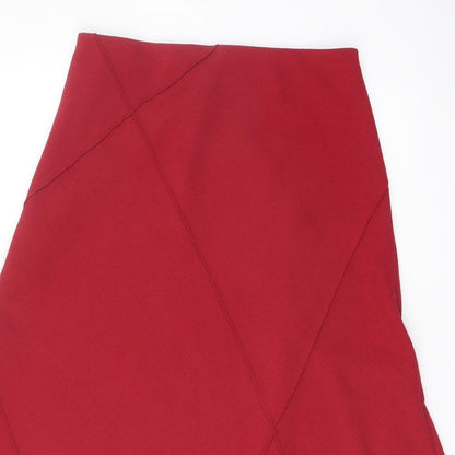 Marks and Spencer Womens Red Polyester Flare Skirt Size 10