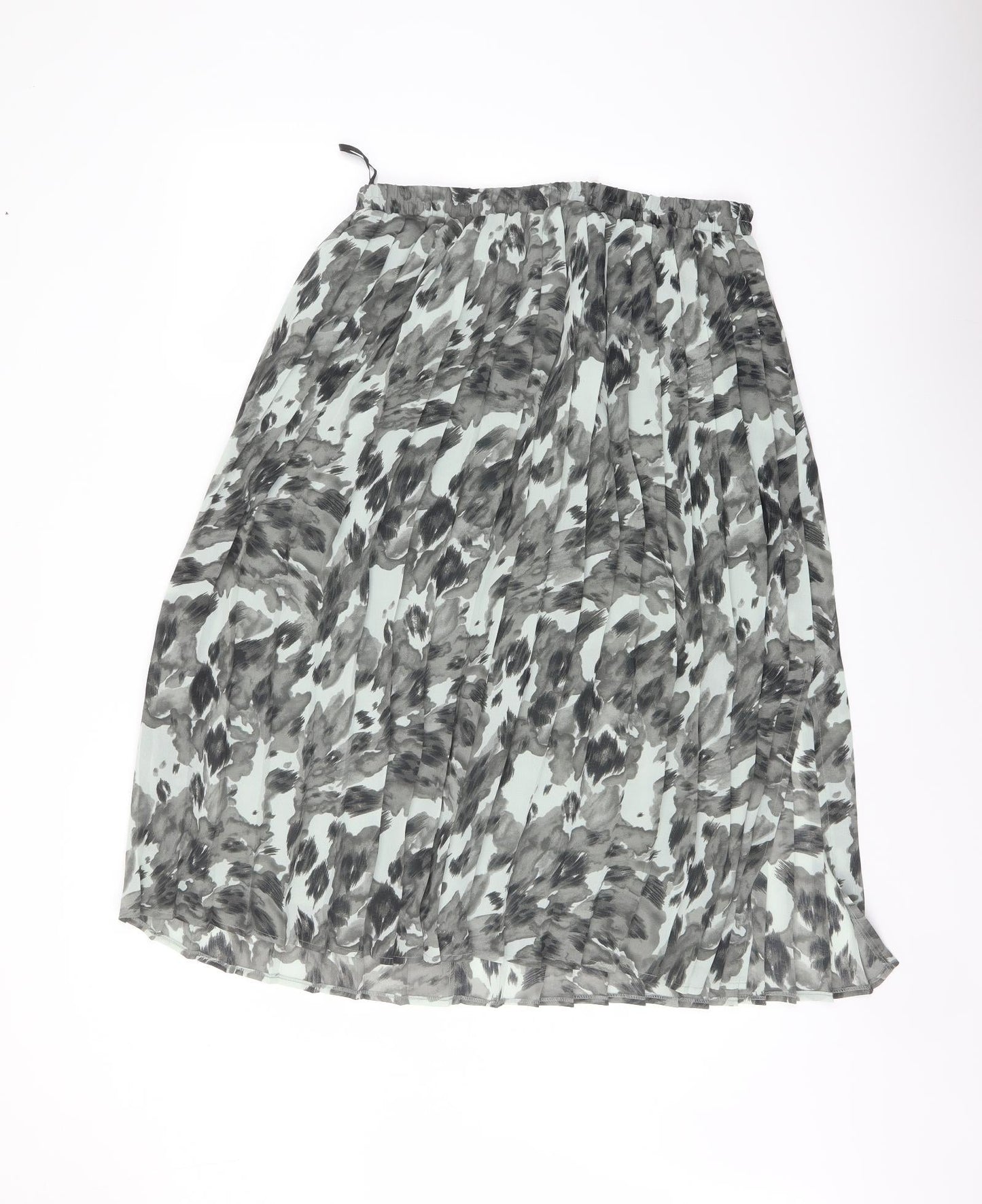 Classic Womens Green Geometric Polyester Pleated Skirt Size 16