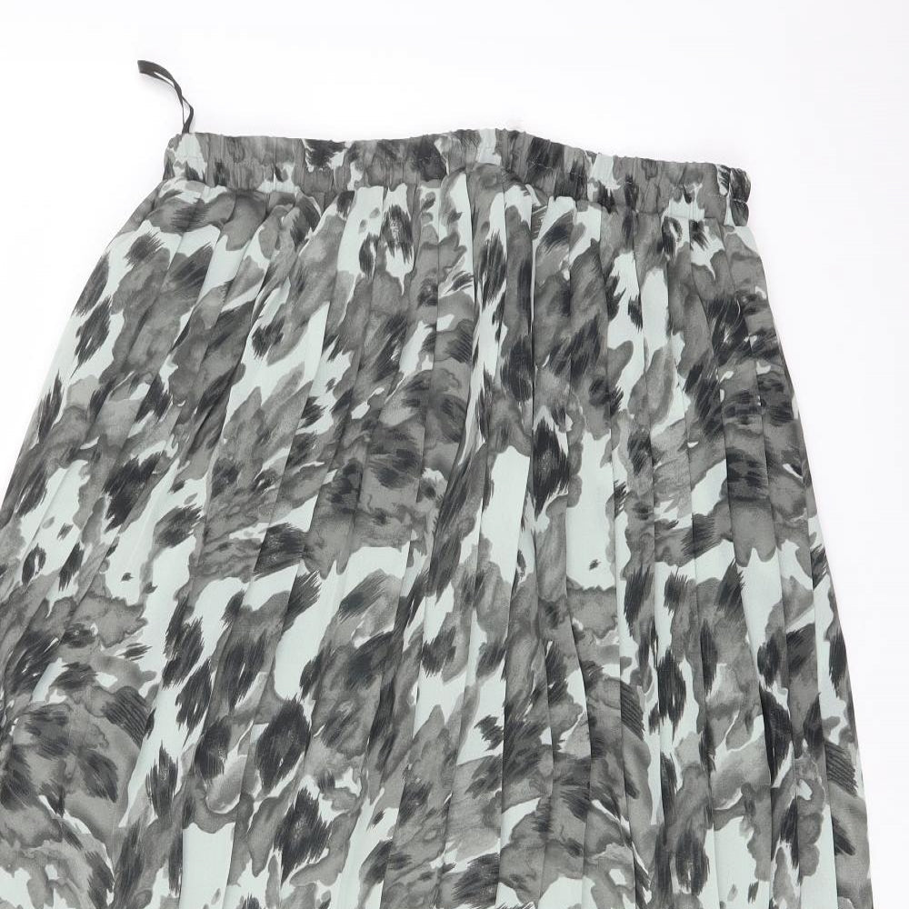 Classic Womens Green Geometric Polyester Pleated Skirt Size 16