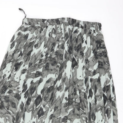 Classic Womens Green Geometric Polyester Pleated Skirt Size 16