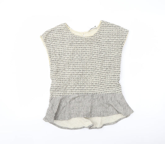 Womens UK Size XS Zara Beige Basic Blouse