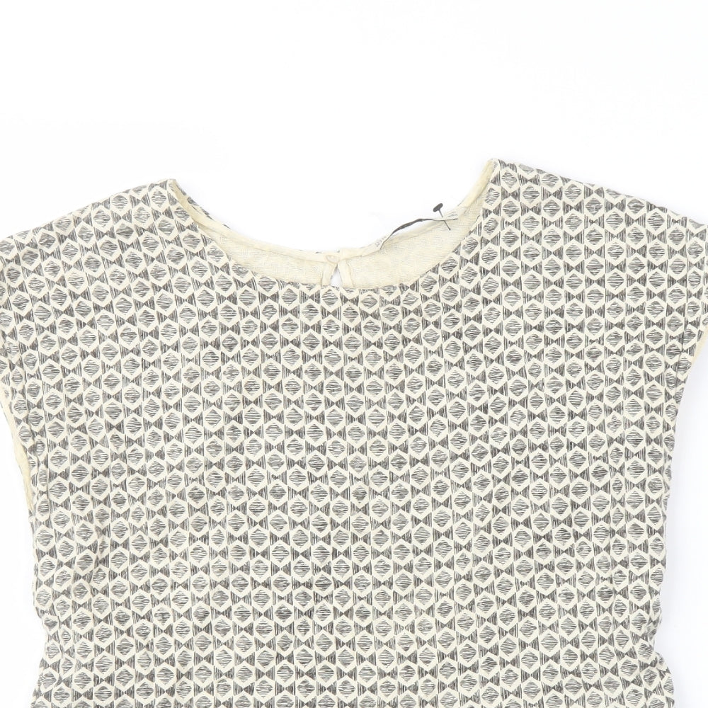 Womens UK Size XS Zara Beige Basic Blouse