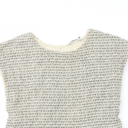 Womens UK Size XS Zara Beige Basic Blouse