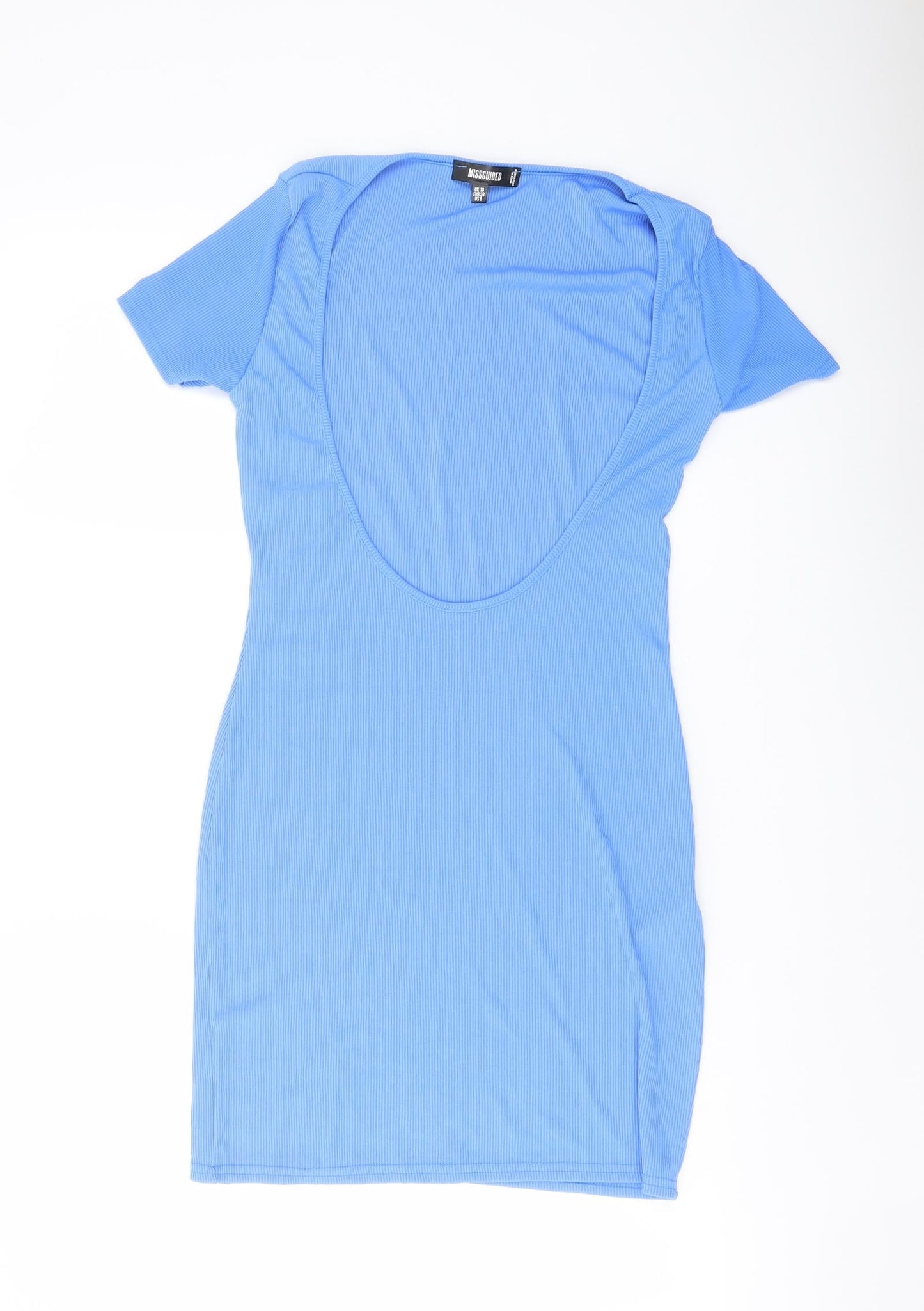 Missguided Womens Blue Polyester Mini Size 10 Scoop Neck Pullover