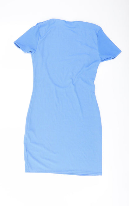 Missguided Womens Blue Polyester Mini Size 10 Scoop Neck Pullover