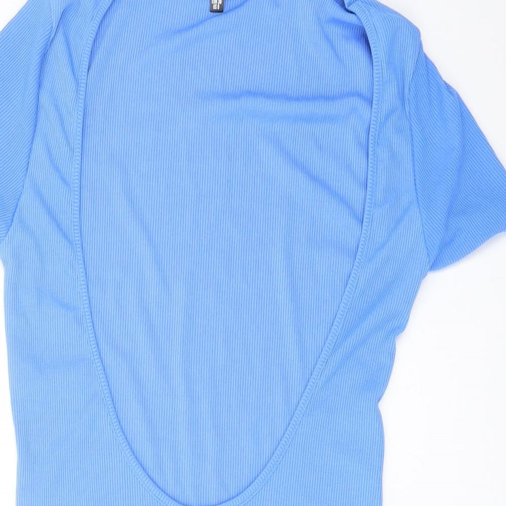 Missguided Womens Blue Polyester Mini Size 10 Scoop Neck Pullover