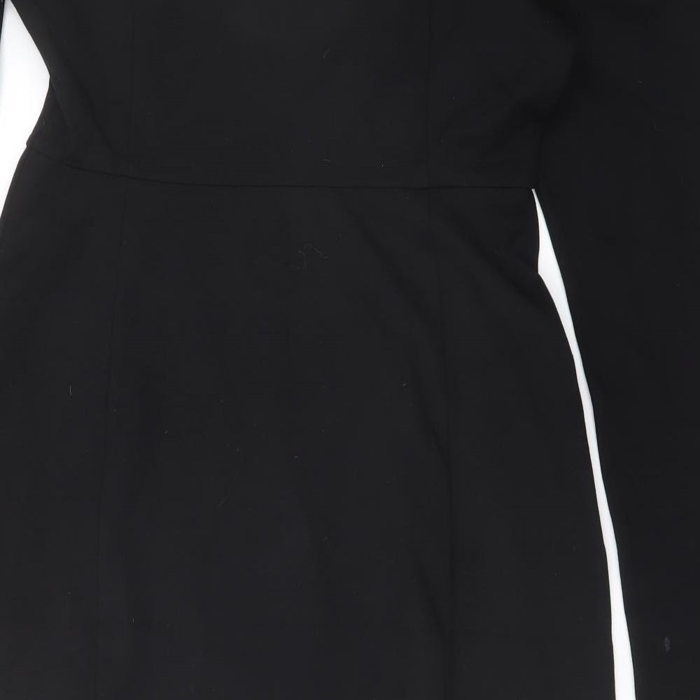 Biden Womens Black Viscose Bodycon Size 12 Square Neck Zip