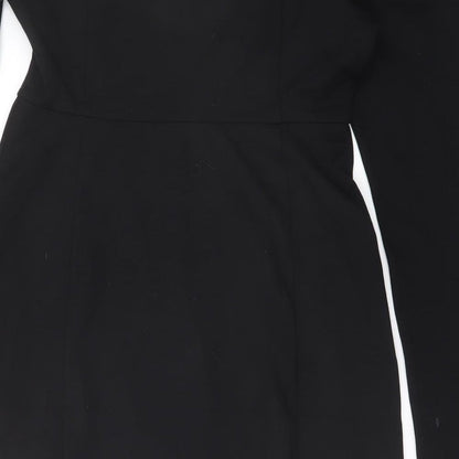 Biden Womens Black Viscose Bodycon Size 12 Square Neck Zip