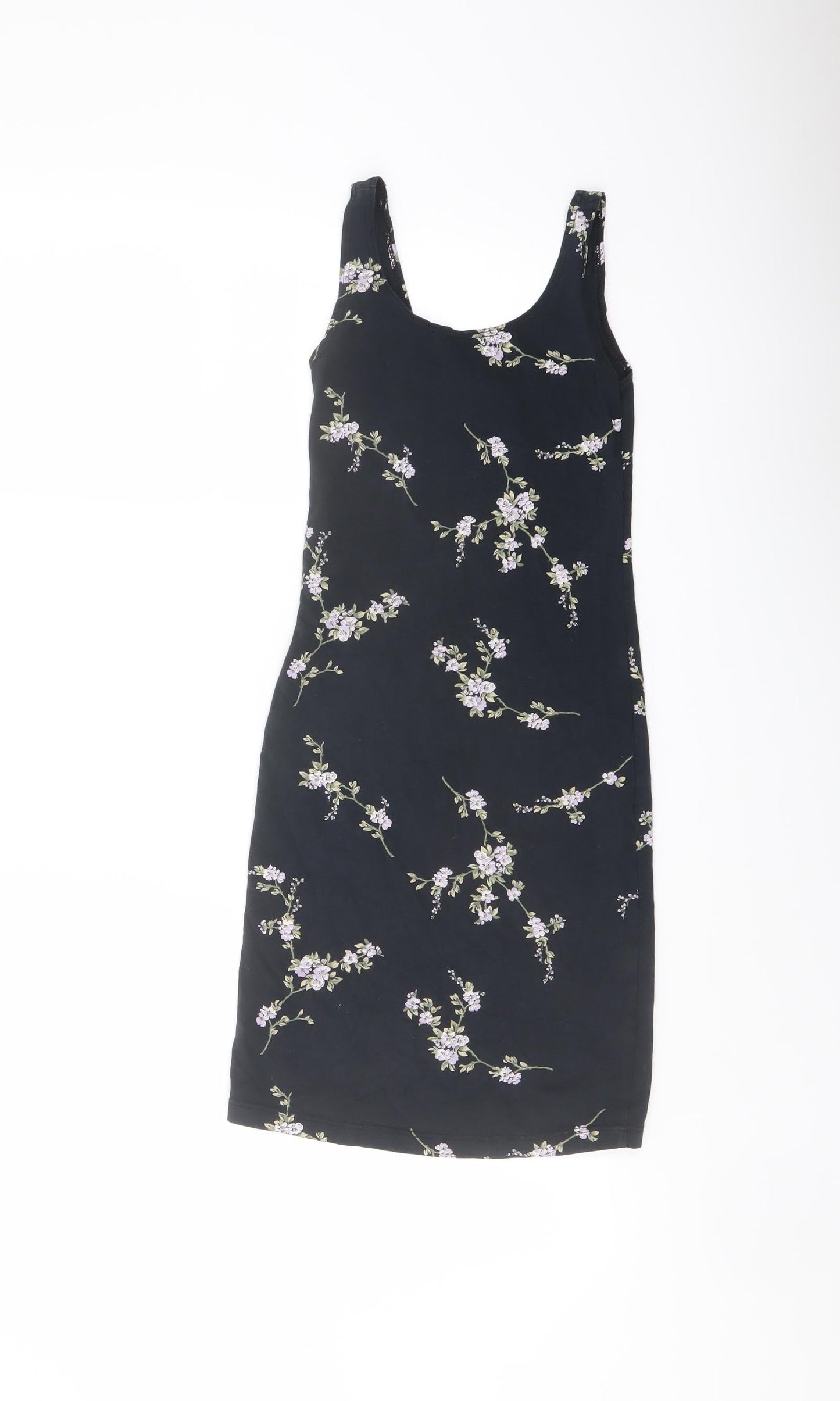 Miss Selfridge Womens Blue Floral Cotton Mini Size 6 Round Neck Pullover