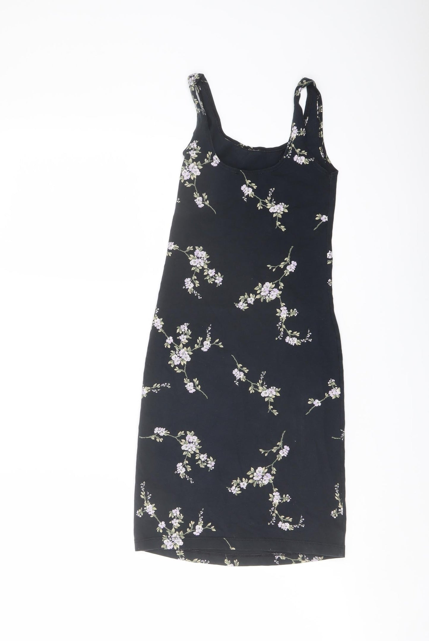 Miss Selfridge Womens Blue Floral Cotton Mini Size 6 Round Neck Pullover