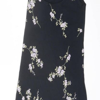 Miss Selfridge Womens Blue Floral Cotton Mini Size 6 Round Neck Pullover