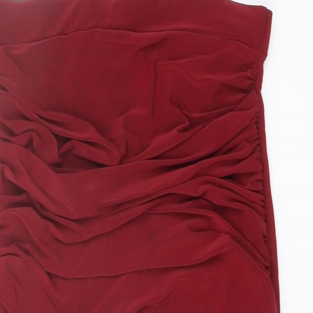 PRETTYLITTLETHING Womens Red Polyester Bandage Skirt Size 6