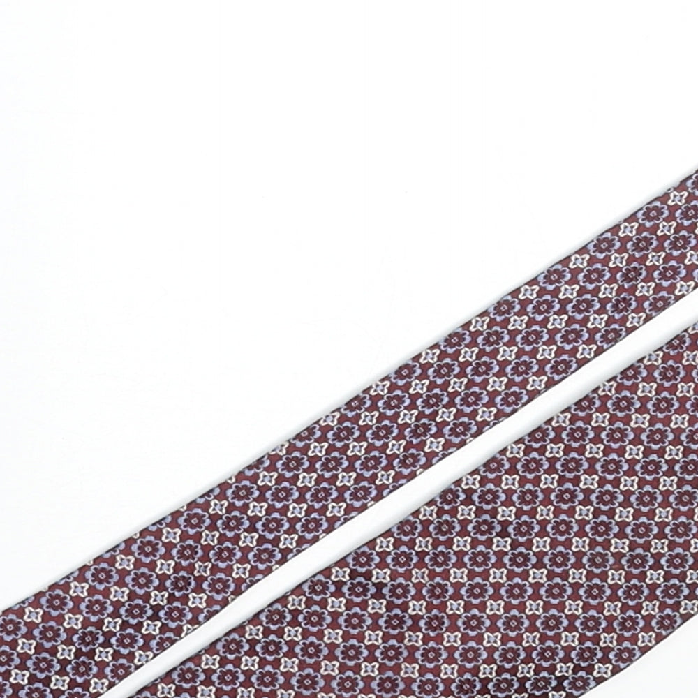 Marks and Spencer Mens Multicoloured Geometric Silk Pointed Tie One Size - Floral Print