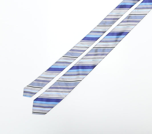 Limehaus Mens Blue Striped Silk Pointed Tie One Size