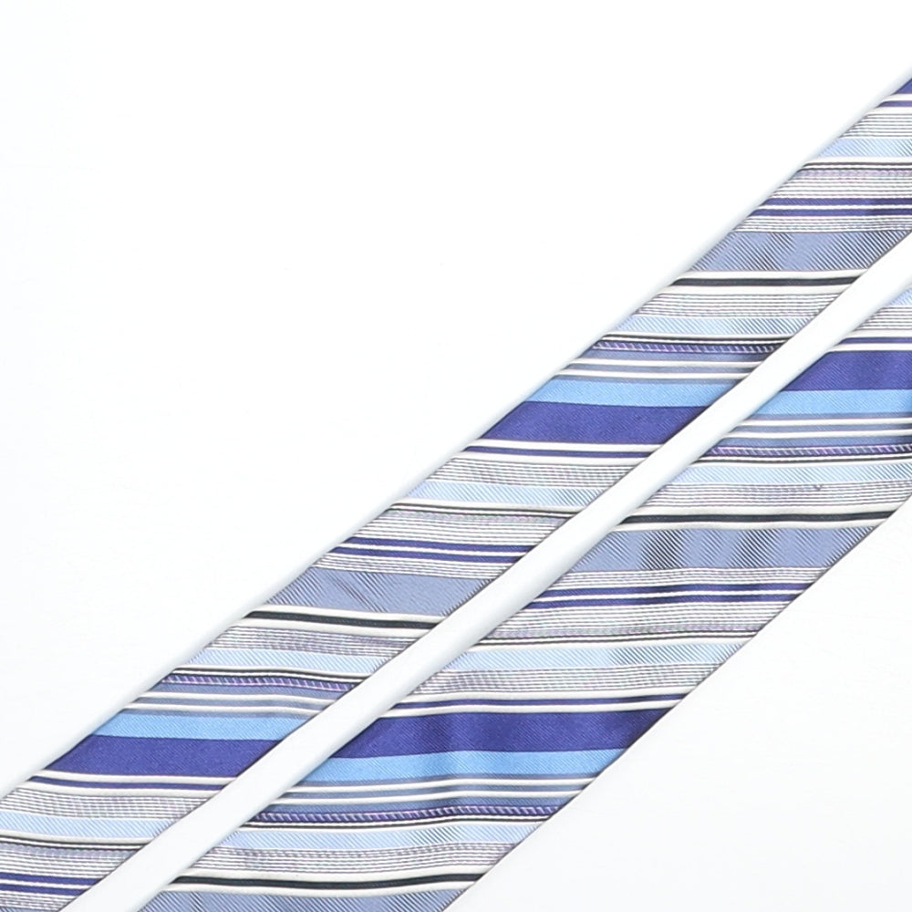 Limehaus Mens Blue Striped Silk Pointed Tie One Size