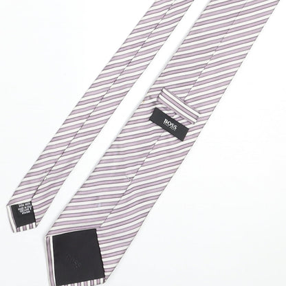 Mens Boss Purple Striped  Pointed Tie