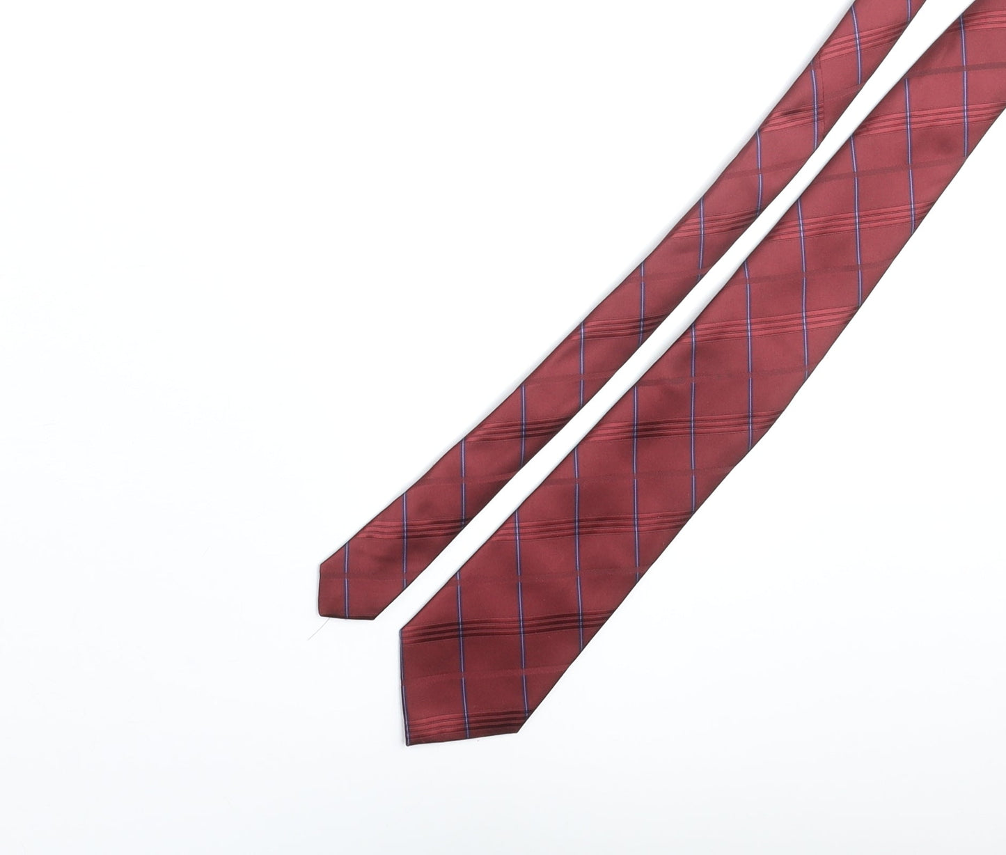 Michaelsons Mens Red Plaids & Checks Polyester Pointed Tie One Size