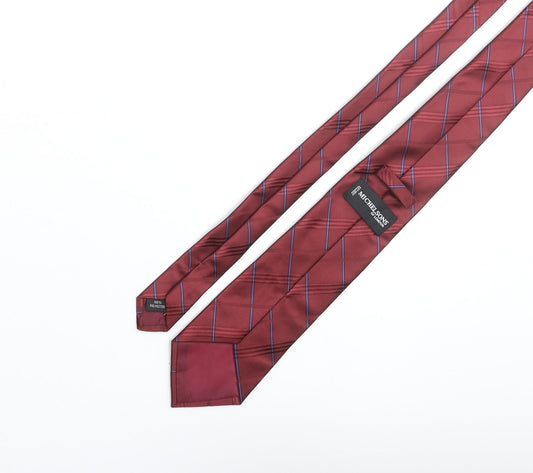 Michaelsons Mens Red Plaids & Checks Polyester Pointed Tie One Size