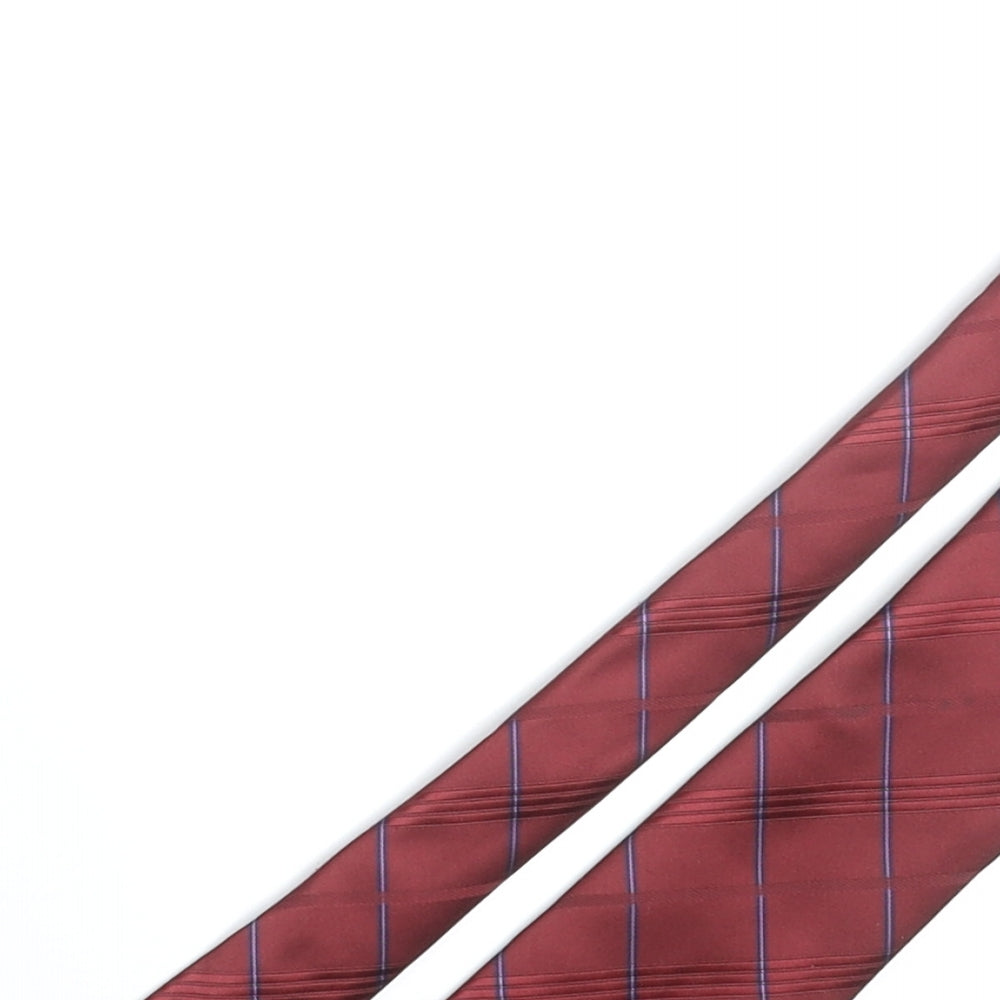 Michaelsons Mens Red Plaids & Checks Polyester Pointed Tie One Size