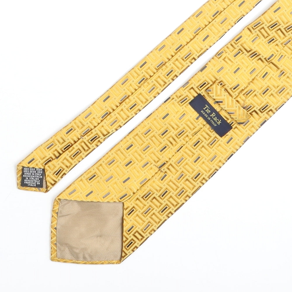 Tie Rack Mens Gold Geometric Silk Pointed Tie One Size