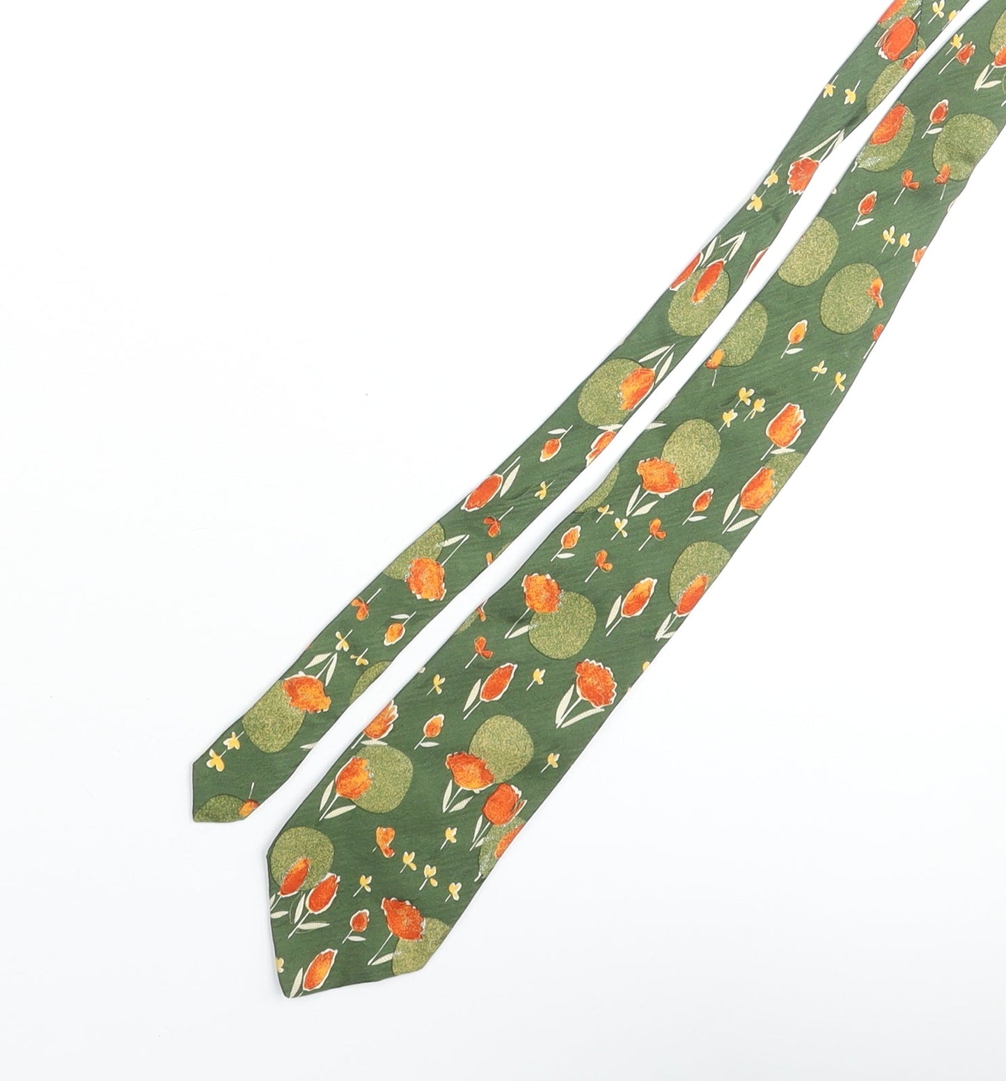 Mens Burton Green Floral  Pointed Tie