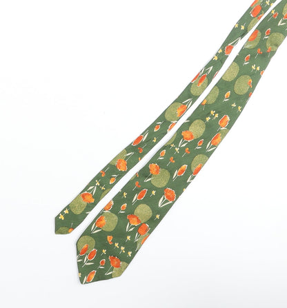 Mens Burton Green Floral  Pointed Tie