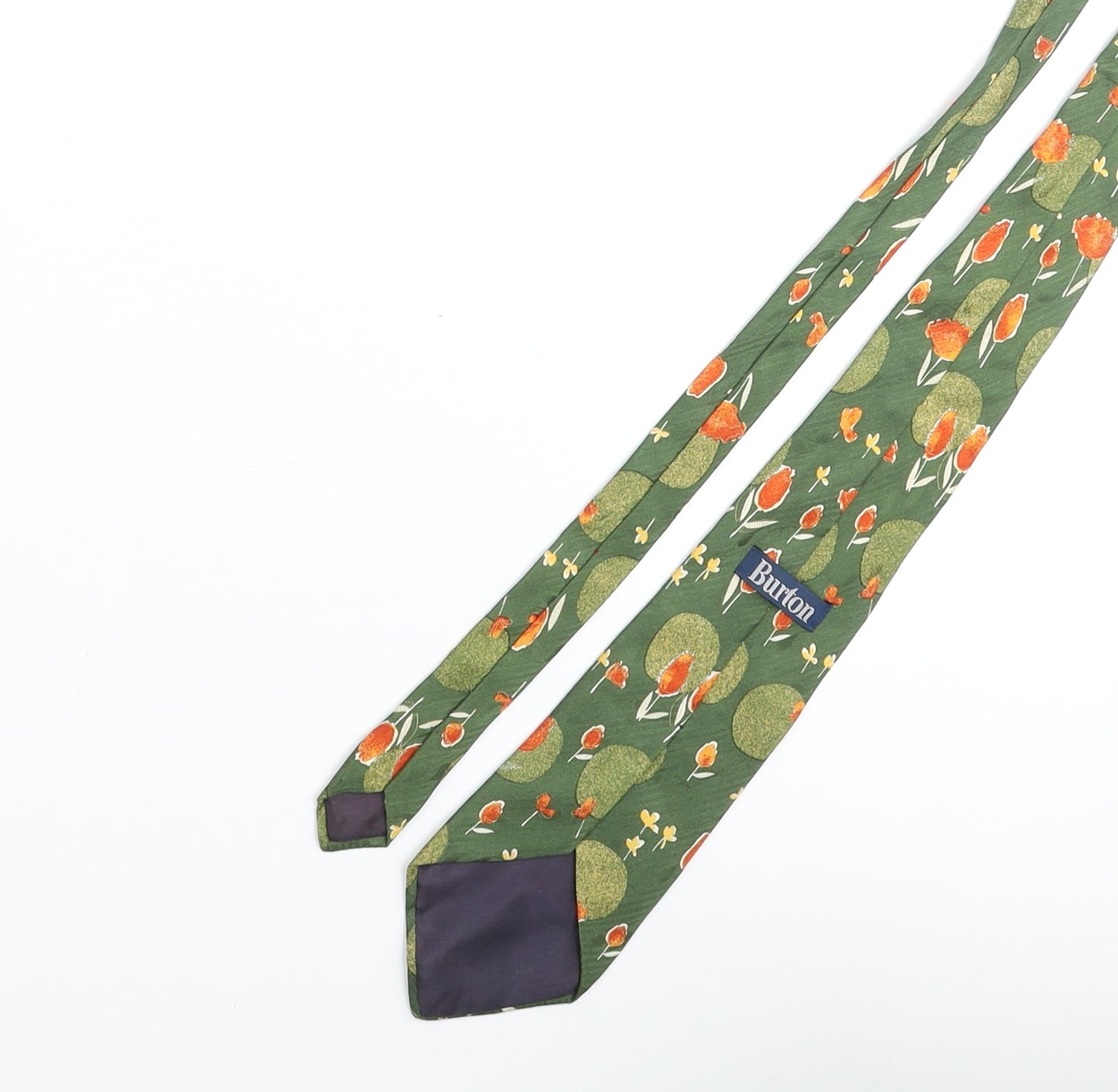Mens Burton Green Floral  Pointed Tie