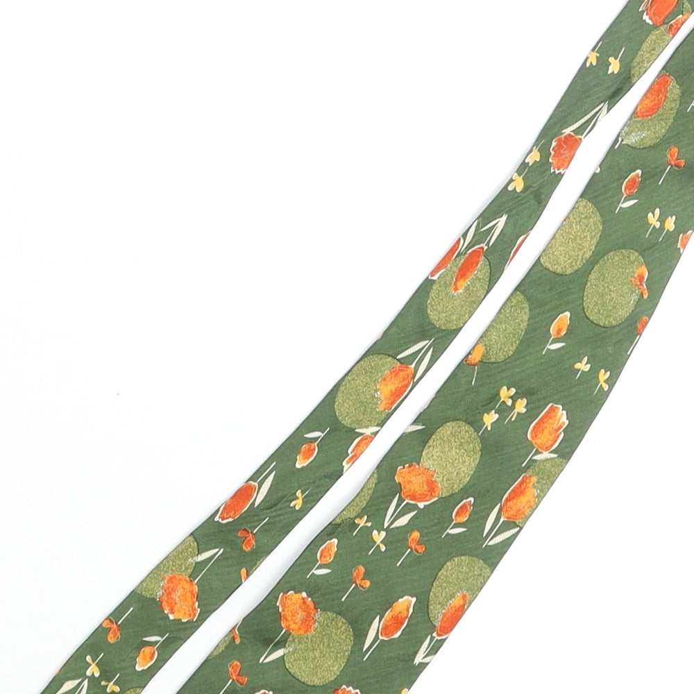 Mens Burton Green Floral  Pointed Tie