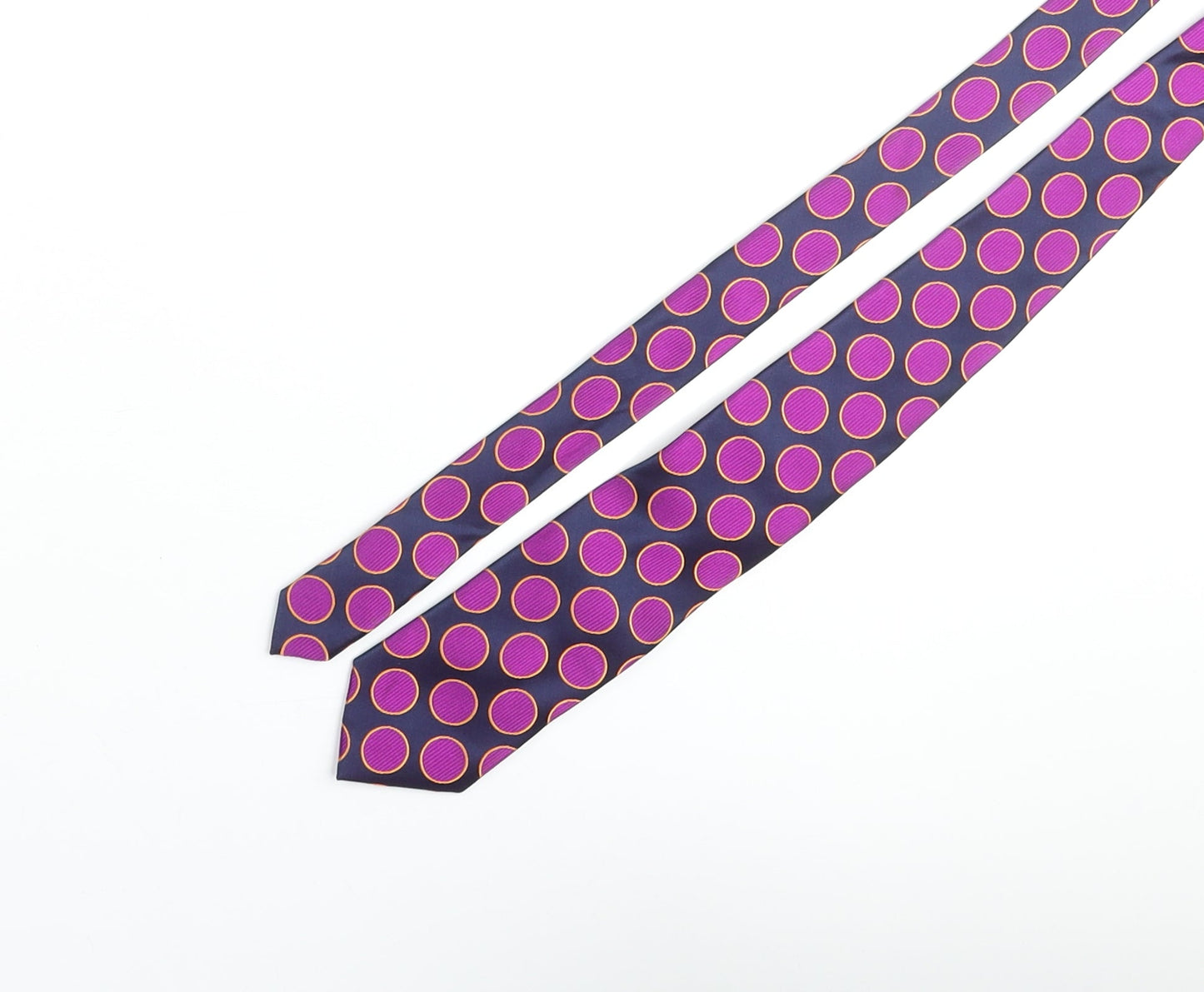 LA Smith Mens Purple Polka Dot Silk Pointed Tie One Size
