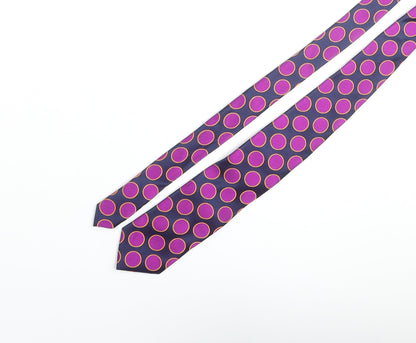 LA Smith Mens Purple Polka Dot Silk Pointed Tie One Size