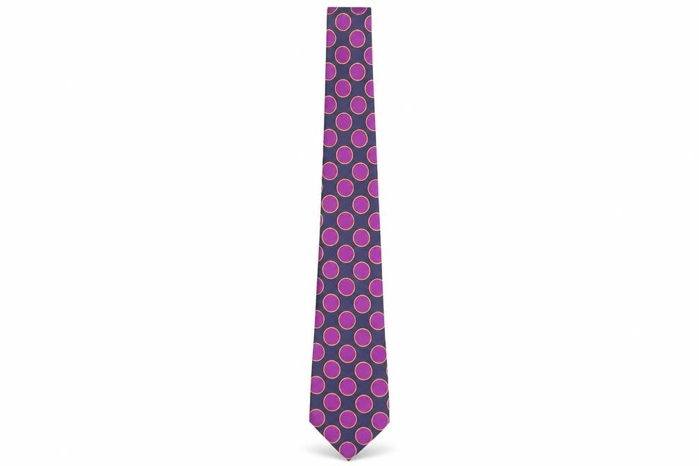LA Smith Mens Purple Polka Dot Silk Pointed Tie One Size